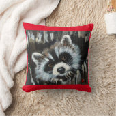 アライグマとレディーバグの枕 クッション (ブランケット)