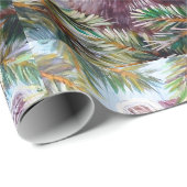 アライグマと松の木クリスマスラッピング紙 ラッピングペーパー (ロールコーナー)