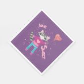 アライグマと紫バレンタインデーのナプキン スタンダードランチョンナプキン (角)