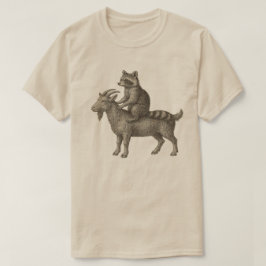 アライグマに騎乗するヤギの面白いシャツ – カオス・ミーム・アニマル Tシャツ