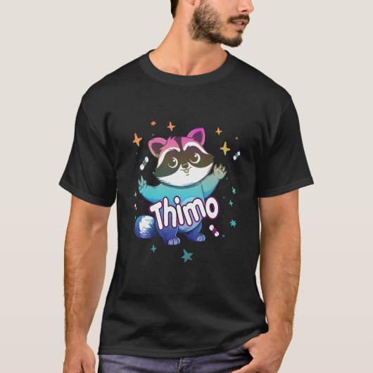 アライグマのついたThimoの名前 Tシャツ (正面)