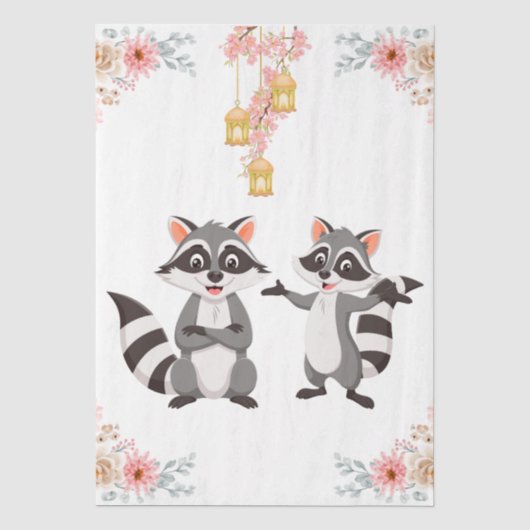 アライグマのように幸せで遊び心のある気分。 薄葉紙 (正面)