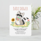 アライグマのアイスクリームピクニックベイビーシャワー招待状 招待状 (スタンド正面)