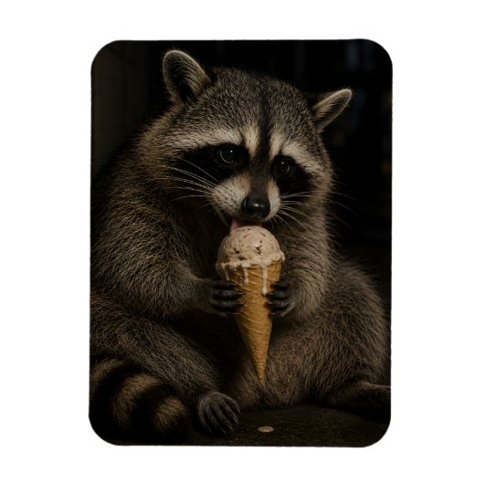 アライグマのアイスクリーム マグネット (縦)