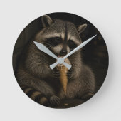 アライグマのアイスクリーム ラウンド壁時計 (正面)