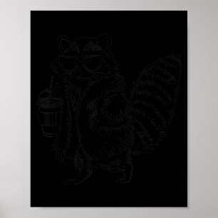 アライグマのアイスコーヒーが面白い動物のミーム メンズ ポスター