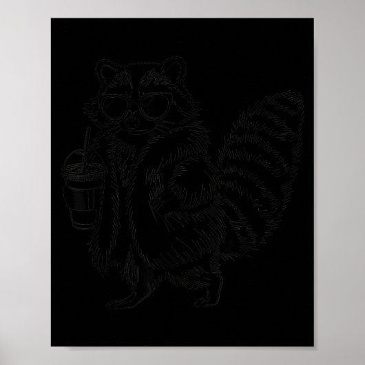 アライグマのアイスコーヒーが面白い動物のミーム メンズ ポスター (正面)