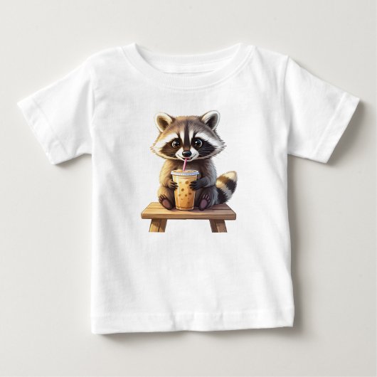 アライグマのアイスコーヒー ベビーTシャツ (正面)