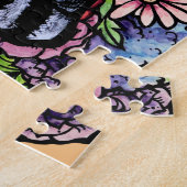 アライグマのアートフラワーアライクオンズデザインとヒマワリ ジグソーパズル (側面)