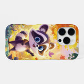 アライグマのイラスト入りスマホケース iPhoneケース (裏面横)