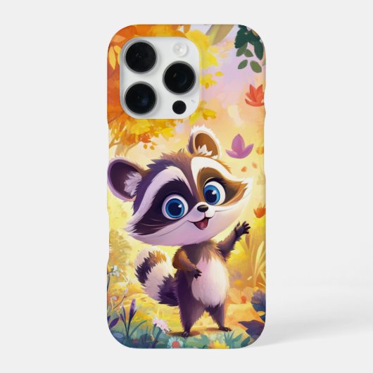 アライグマのイラスト入りスマホケース iPhoneケース (裏面)