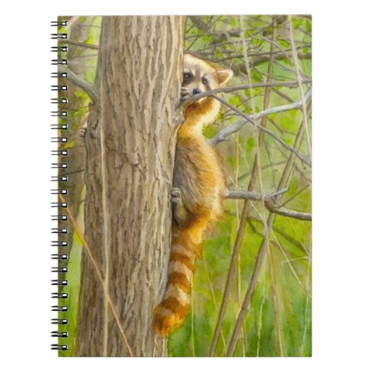 アライグマのウォーターカラーアート ノートブック (正面)