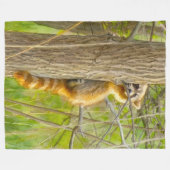 アライグマのウォーターカラーアート フリースブランケット (正面(横))