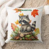 アライグマのクッションカバー 秋のアライグマ柄のスロー枕 クッション (ブランケット)