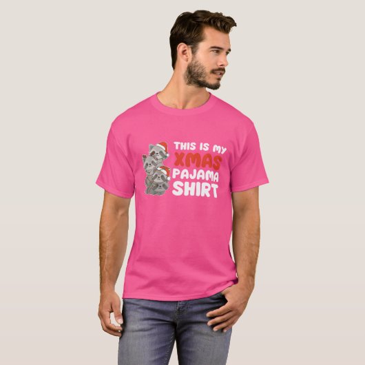 アライグマのクリスマスのパジャマスガール Tシャツ (正面フル)