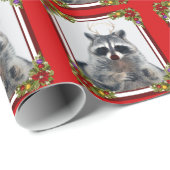 アライグマのクリスマスの包装紙 ラッピングペーパー (ロールコーナー)