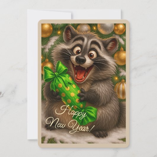 アライグマのクリスマスカード シーズンカード (正面)