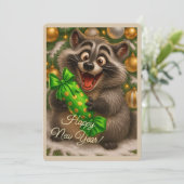 アライグマのクリスマスカード シーズンカード (スタンド正面)