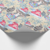 アライグマのクリスマスパターン ラッピングペーパー (コーナー)