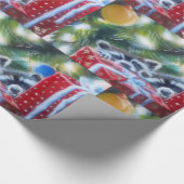 アライグマのクリスマスプレゼントのピーク ラッピングペーパー (角)