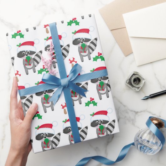 アライグマのクリスマス包装紙 ラッピングペーパー (ギフト)