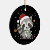 アライグマのクリスマス雪の冬アライグマ大人の布 セラミックオーナメント (右)