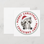 アライグマのクリスマス　雪　冬のアライグマたち 招待状 (正面/裏面)