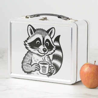 アライグマのコーヒードリンクの面白いトラッシュパンダ メタルランチボックス