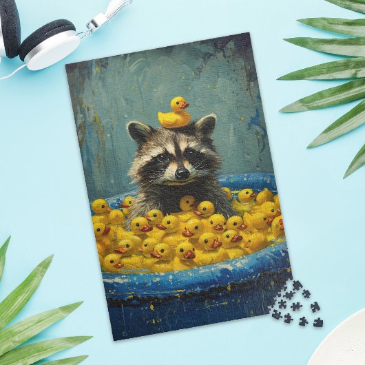 アライグマのゴム製のアヒルのプールジグソーパズル ジグソーパズル