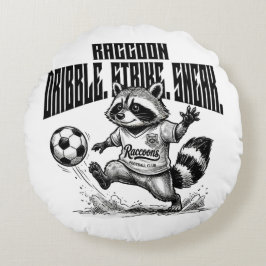 「アライグマのサッカー スター - ドリブル ストライク スニーク」 ラウンドクッション