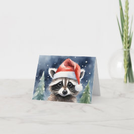 アライグマのサンタクリスマス カード