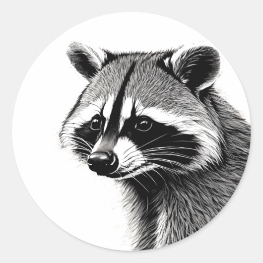 アライグマのシール ラウンドシール (正面)