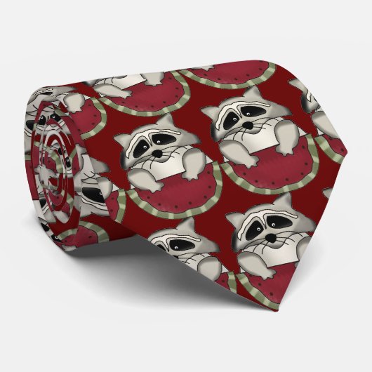 アライグマのスイカのタイの漫画 ネクタイ (ロール)