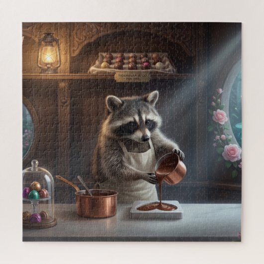 アライグマのチョコレートショップのジオラマ ジグソーパズル (縦)
