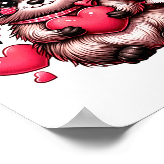 アライグマのバレンタインハート ポスター (角)