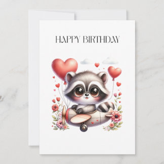 アライグマのパイロットの誕生日 カード