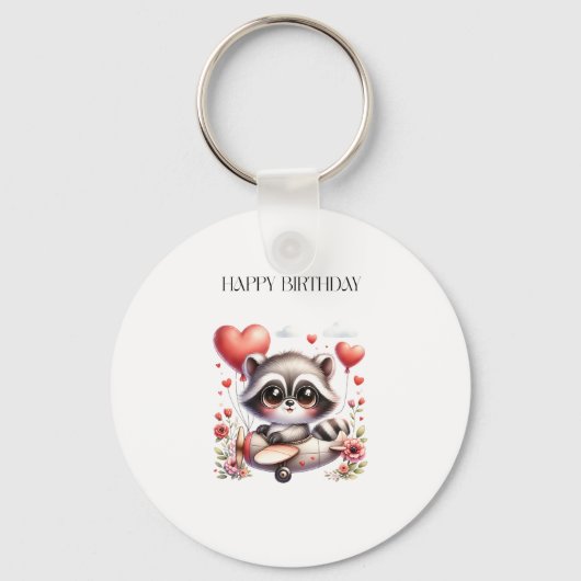 アライグマのパイロットの誕生日 キーホルダー (正面)