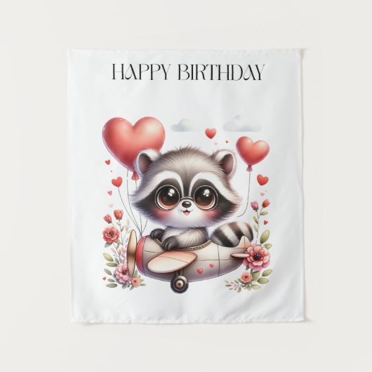 アライグマのパイロットの誕生日 タペストリー (正面)
