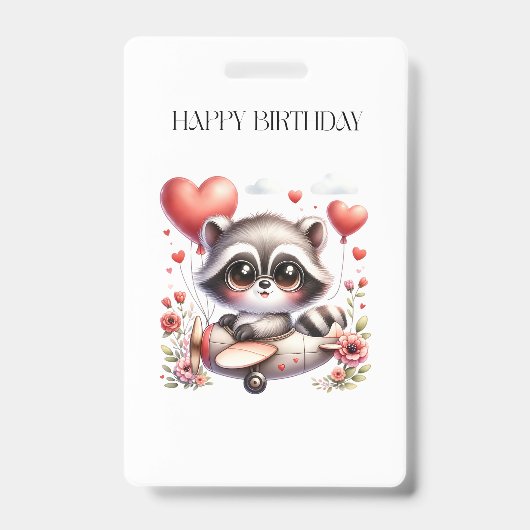 アライグマのパイロットの誕生日 バッジ (正面)
