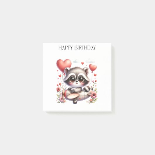 アライグマのパイロットの誕生日 ポストイット (正面)