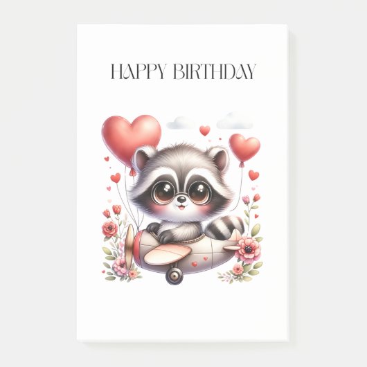 アライグマのパイロットの誕生日 ポストイット (正面)