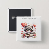 アライグマのパイロットの誕生日 缶バッジ (正面&裏面)