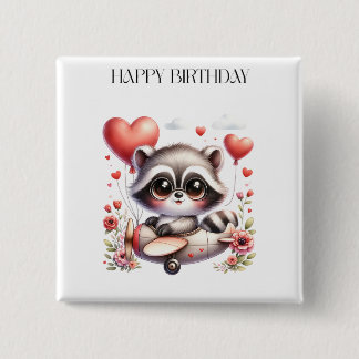 アライグマのパイロットの誕生日 缶バッジ