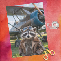 アライグマのパイロット飛行機のデコパージュ 誕生日
