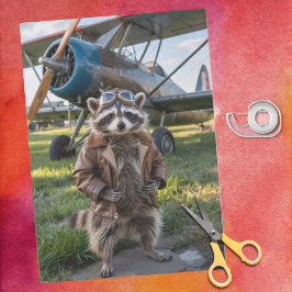 アライグマのパイロット飛行機の面白い写真 誕生日 薄葉紙