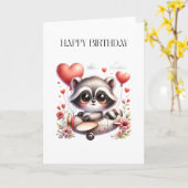 アライグマのパイロット 誕生日 カード (黄色い花)