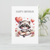 アライグマのパイロット 誕生日 カード (スタンド正面)