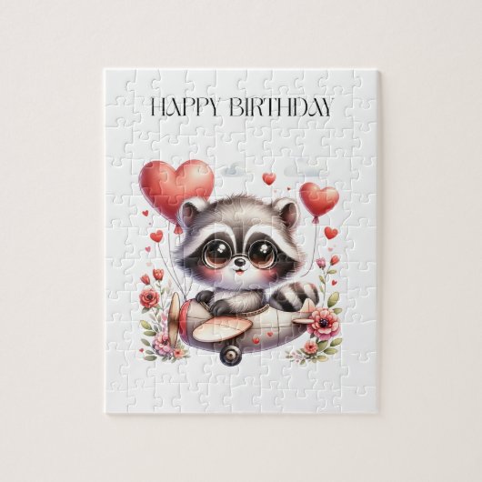 アライグマのパイロット 誕生日 ジグソーパズル (縦)