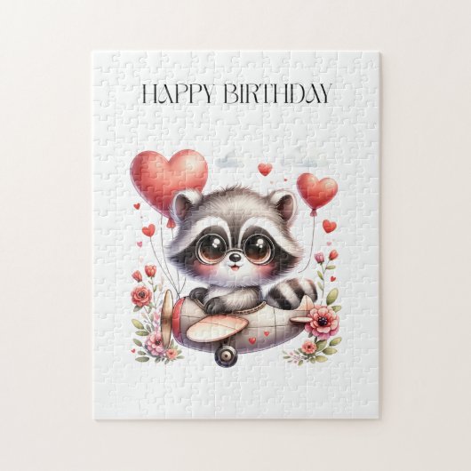 アライグマのパイロット 誕生日 ジグソーパズル (縦)