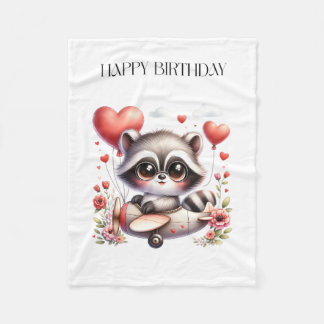 アライグマのパイロット 誕生日 フリースブランケット